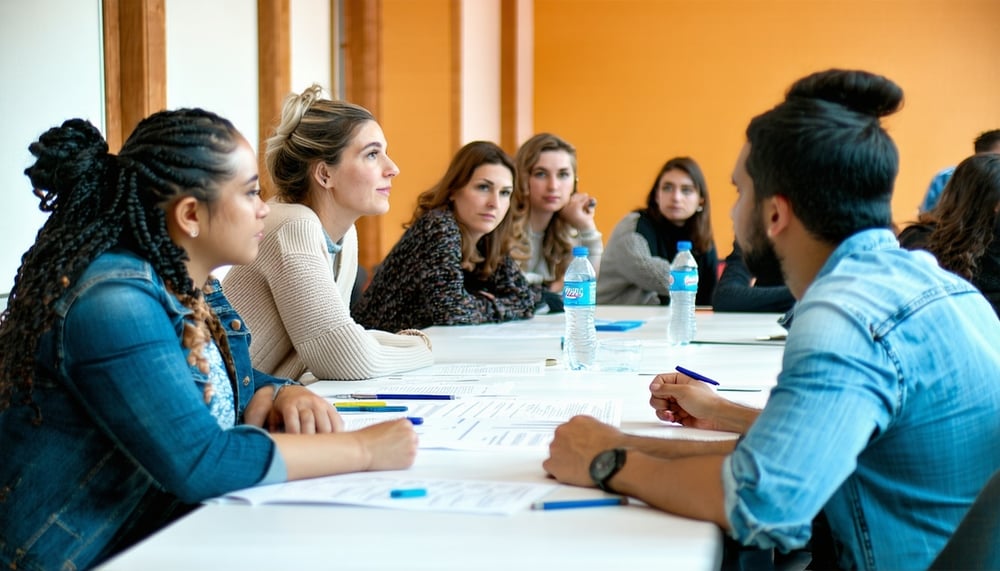 Personas participando en una capacitación sobre comercio exterior y emprendimiento